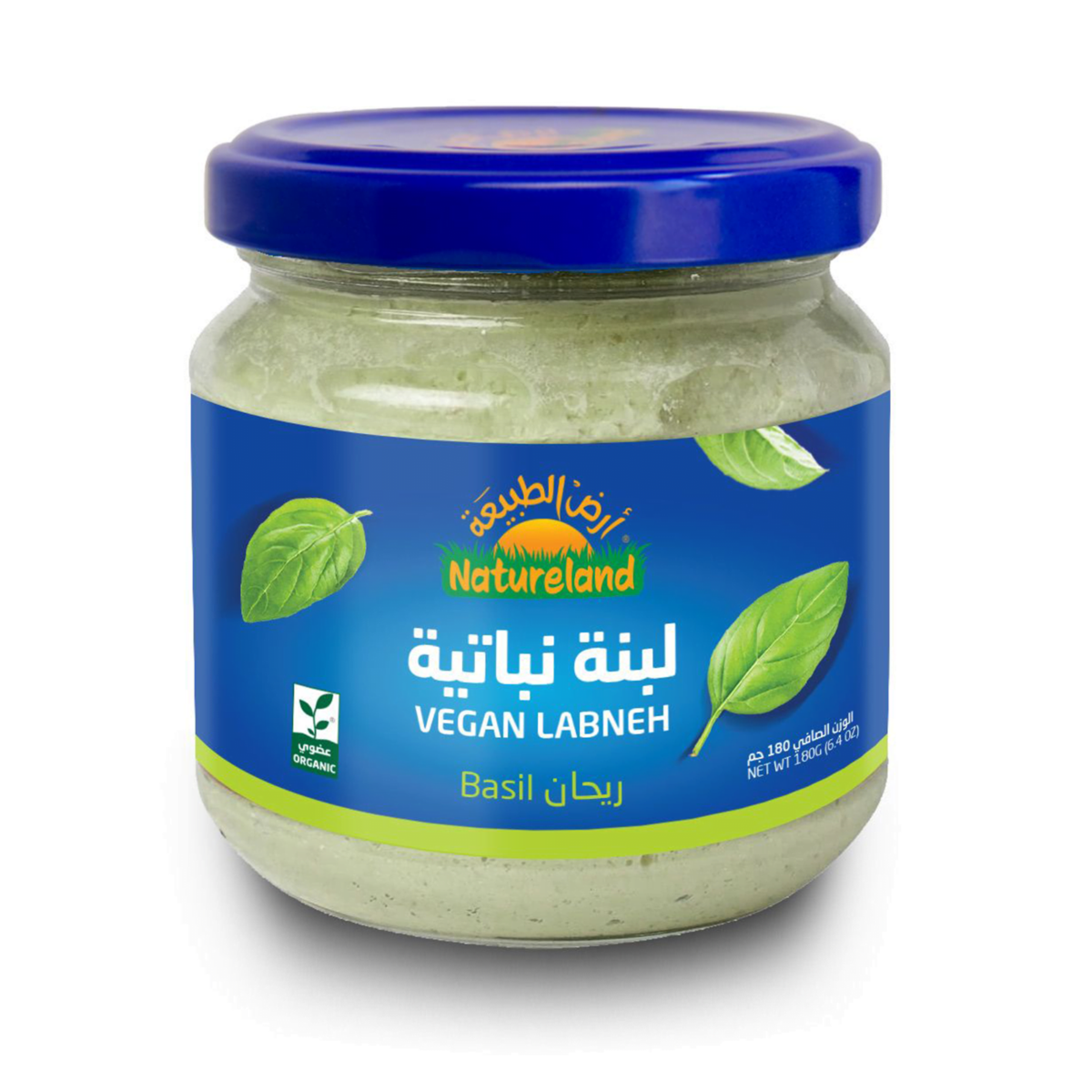 basil Nature Land, Organic Vegan Labneh, Basil (180 g) - Image 1